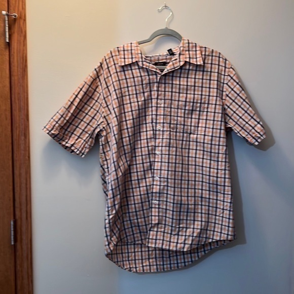 Orange and blue plaid like extra-large button up men’s shirt - Picture 1 of 2